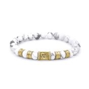 Ties Of The Heart Diamond Name Bracelet - Howlite [18K Gold Vermeil]