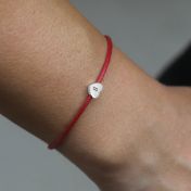 Ties of Heart Initial Bracelet - Red Cord [Sterling Silver]