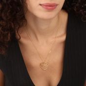 Ties of Heart Map Necklace with Sideways Cross [18K Gold Vermeil]