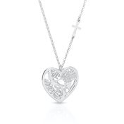 Ties of Heart Map Necklace with Sideways Cross [Sterling Silver]