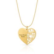 Ties of Heart Map Statement Necklace [14 Karat Gold]