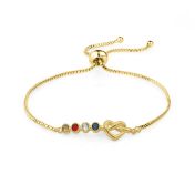 adjustable birthstone gold bracelet for mom with Swarovski crystals