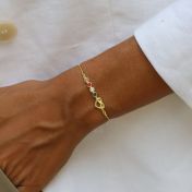 Women's Birthstone Bracelet -  Heart bracelet with Swarovski Crystals  [18K Gold Vermeil]
