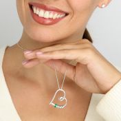 Ties of the Heart Name Necklace with Green Charm [Sterling Silver]