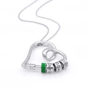Ties of the Heart Name Necklace with Green Charm [Sterling Silver]