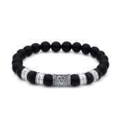 Herzensbindungen Diamant Namensarmband aus Schwarzem Onyx [Sterlingsilber]