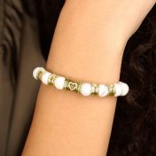 Ties Of The Heart Diamond Name Bracelet - Howlite [18K Gold Vermeil]