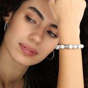 Herzensbindungen Namensarmband mit Diamanten aus Howlith [Sterlingsilber]