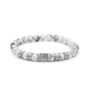 Herzensbindungen Namensarmband mit Diamanten aus Howlith [Sterlingsilber]