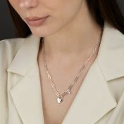 Ties Of The Heart Initials Paperclip Necklace with 0.50ct Diamond [Sterling Silver]