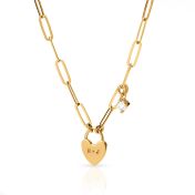 Ties Of The Heart Initials Paperclip Necklace with 0.50ct Diamond [18K Gold Vermeil]