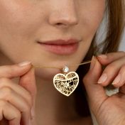 Ties of Heart Map Necklace With 1 Ct Diamond [14 Karat Gold]