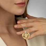 Ties of Heart Map Necklace With 1 Ct Diamond [14 Karat Gold]