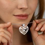 Ties of Heart Map Necklace With 1 Ct Diamond [14 Karat White Gold]