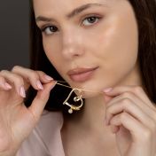 Herzensbindungen Halskette mit Gravur und einem 1,0 Kt Diamanten [750er Gold Vermeil]