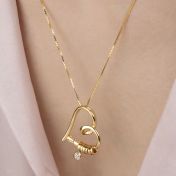 Herzensbindungen Halskette mit Gravur und einem 1,0 Kt Diamanten [750er vergoldet]