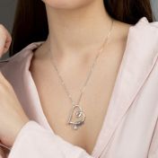 Herzensbindungen Halskette mit Gravur und einem 1,0 Kt Diamanten [Sterlingsilber]