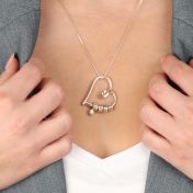 Collar Personalizado Lazos de Corazón con Diamante [Bañado en Oro Rosa de 18K]