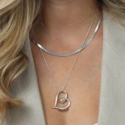 Ties of the Heart and Herringbone Name Necklace Set [Sterling Silver]