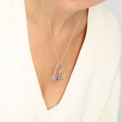 Banden van het Hart Naam Ketting met Blauwe Bedel [Sterling Zilver]