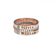 Name and Birthstone Rings Stack [Rose Gold Plated]