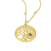 Baum des Lebens Halskette mit Nano Bibel [750er Gold Vermeil]