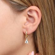 Single Triangle Earring Charm With Crystal [18K Gold Plated] 