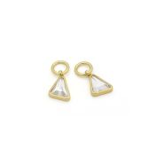 Single Triangle Earring Charm With Crystal [18K Gold Plated] 