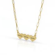 Family Hearts Link Chain Name Necklace [18K Gold Plated]