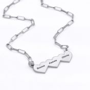 Family Hearts Link Chain Name Necklace [Sterling Silver]