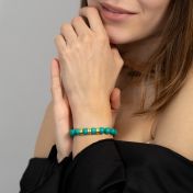 Sky Blue Turquoise Women Name Bracelet [18K Gold Plated]