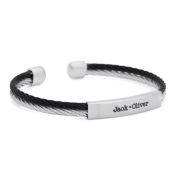 Two-Tone Cable Cuff Bracelet for Men - Stainless Steel