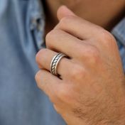 Rope Name Ring for Men - Sterling Silver