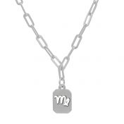 Virgo Necklace - Zodiac Sign with Paperclip Chain [Sterling Silver]
