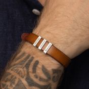 Wanderer's Journey Men Name Bracelet - Antique Brown Leather