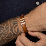 Wanderer's Journey Men Name Bracelet - Antique Brown Leather