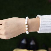 Tridacna Bracelet With Engraved Spheres [18K Gold Vermeil]