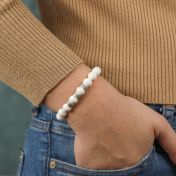 Tridacna Bracelet With Engraved Spheres [Sterling Silver]
