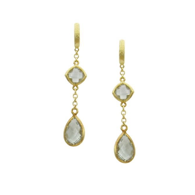 Green Amethyst Droplet Earrings [18K Gold]