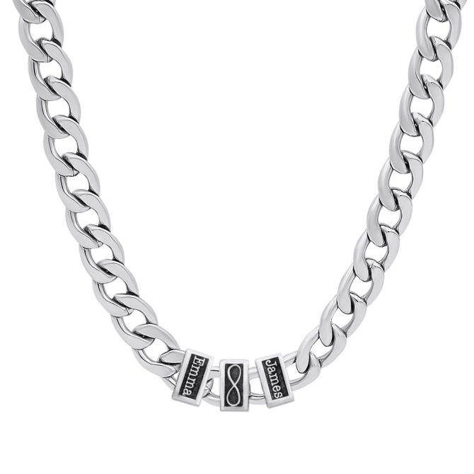 Infinity Charm Cuban Link Chain With Names