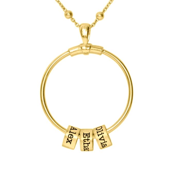 Familie Naam in Cirkel Ketting [18K Goud Vermeil]