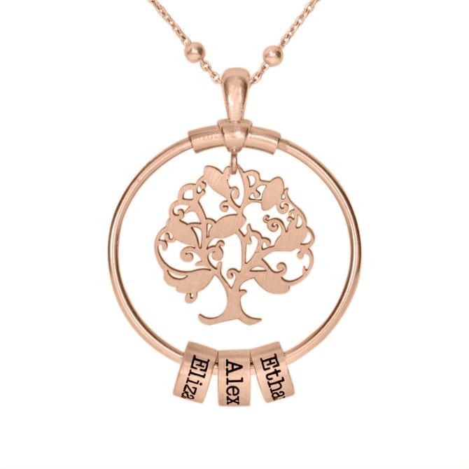 Family Tree Name Necklace [18K Rose Gold Plated]