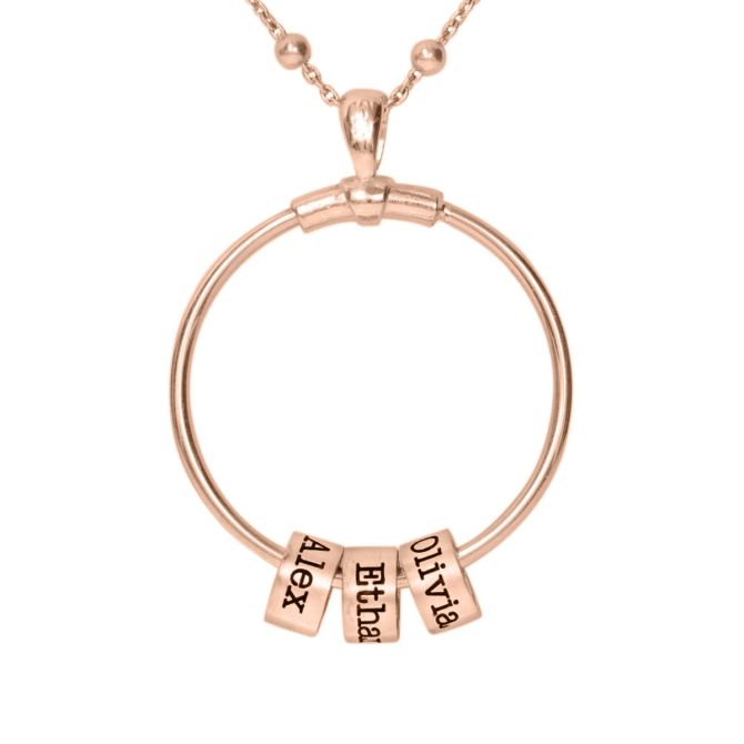 Family Circle Name Necklace [18K Rose Gold Plated]