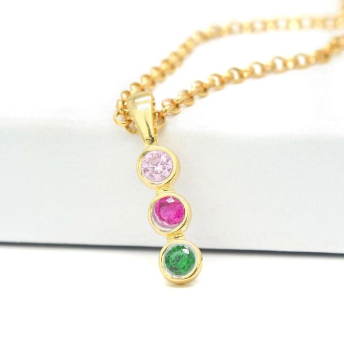 Talisa Stars Drop Birthstone Necklace [10K Gold]