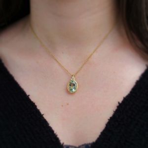 Green Amethyst Oval Necklace [18K Gold]