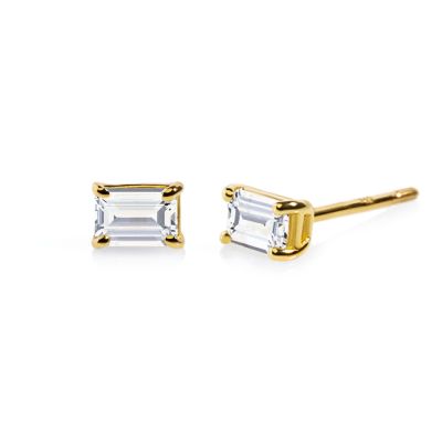 Emerald Cut Diamond Stud Earrings - 0.6 ct [14 Karat Gold]