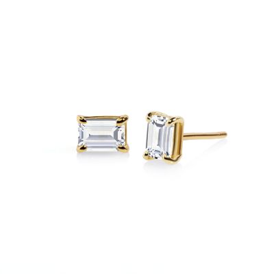 Emerald Cut Diamond Stud Earrings - 1 ct [14 Karat Gold]