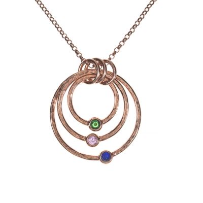 Spheres of Love Birthstone Necklace [Hammered - Rose Gold Plated]