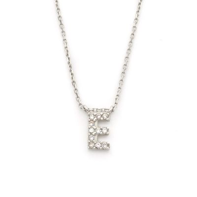 Diamond Initial Necklace [14 Karat White Gold]