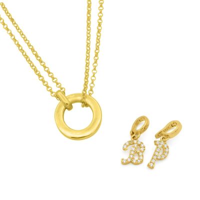 Collana Anna a Doppio Strato [Placcata Oro 18K] - con Ciondoli con le Iniziali
